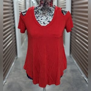 Saks 5th Avenue Red Cold Shoulder Soft Tee